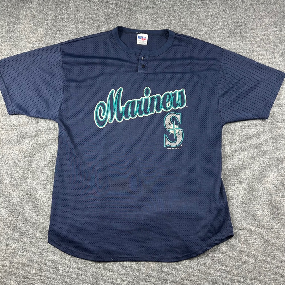 Locker Line Seattle Mariners Jersey Mens XXL Navy Blue 1996 Vintage MLB Mesh‎